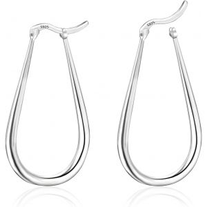 Boucles D'oreilles Cr&eacute;oles En Argent Sterling 925 Pour Femmes, Boucles D'oreilles Cr&eacute;oles Ovales Hypoallerg&eacute;niques Pour Femmes Et Filles (Argent) Boucles D'oreilles Femme Argent Cr&eacute;olles - Neuf