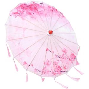 Parapluie &Agrave; Pompon En Soie, Parasol En Soie De Bambou Chinois Avec Glands Parasol Japonais Parapluie De Danse Classique D'art Imperm&eacute;able &Agrave; La Pluie Pour Les F&ecirc;tes De Mariage Costumes (Rose) - Neuf