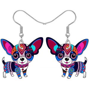 Kal-Boucles D'oreilles Boh&egrave;me Chihuahua Pendantes En Acrylique - Bijoux Boh&eacute;miens - Cadeau Pour Femme, Fille, M&egrave;re, Propri&eacute;taire D'animaux De Compagnie - Neuf
