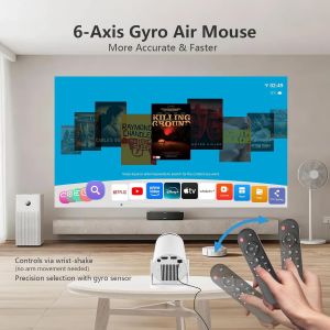 Mini Projecteur Portable 4K Supporte 720P Hd,Wifi 6 Bluetooth Projecteur Cinéma Extérieur Portable Avec Télécommande Air Mouse Mise Au Point Automatique,Idéal Pour Le Camping Et Les Fêtes À - Neuf