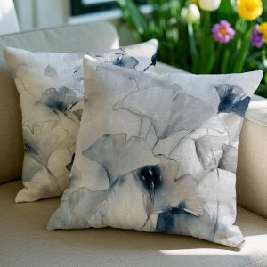 Trahoo-Lot De 2 Fleurs Housse De Coussin 50x50 D&eacute;coration Moderne Imperm&eacute;able Housse Coussin Ext&eacute;rieur Abstrait Housses D'oreiller Peinture &Agrave; L'encre Canap&eacute; Chambre Lit Jardin - Neuf