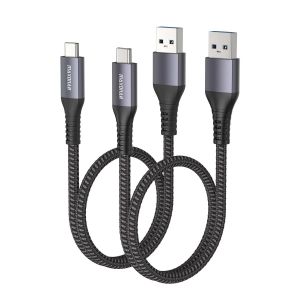 JGD-C&acirc;ble USB C Court 50cm/0.5M [2 pi&egrave;ces] 10Gbps C&acirc;ble de donn&eacute;es USB3.2 Gen2 type C Android Auto QC3.0 Chargeur rapide USB A &agrave; C 3.1A pour Samsung Note20 Galaxy S23/S22 Z Flip5 Pixel 8 Pro - Neuf