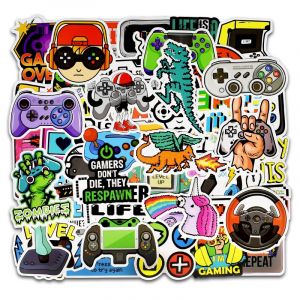 Autocollants de jeu pour bouteilles d'eau pour enfants, autocollants de jeu vidéo pour ordinateur portable, pack d'autocollants en vinyle pour jeux vidéo, cadeaux pour paniers de Pâques - Neuf