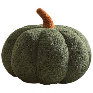 Coussin en peluche doux en forme de citrouille d'Halloween, décoration pour canapé, coussin en polaire, décoration citrouille d'Halloween-20 cmVert - Neuf