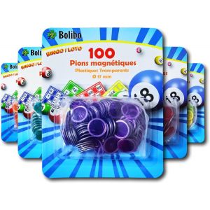 Eryi-Jeton Loto Magnétique - 100 Pions Magnétiques - 17 Mm De Diamètre - Coloris Au Choix - Bleu, Orange, Jaune, Vert, Rouge, Violet - Bingo (Violet) - Neuf