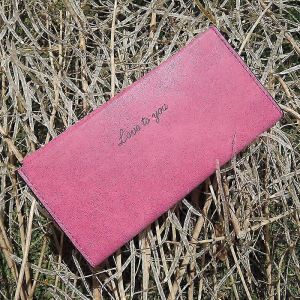 Portefeuille femme, sac long, pochette unie &laquo; Love To You &raquo;, style vintage, pince &agrave; billets et pi&egrave;ces de monnaie - Neuf