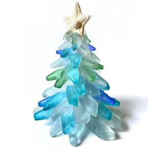 Verre de mer de l'Arbre de No&euml;l, Magnifique sur la Mer de Verre Arbre de No&euml;l, Nouveau Cristal Bleu et le Vert de la Mer de Verre Arbre de No&euml;l, Plage de l'Oc&eacute;an de la R&eacute;sine de l'Arbre de No&euml;l, Arb - Neuf