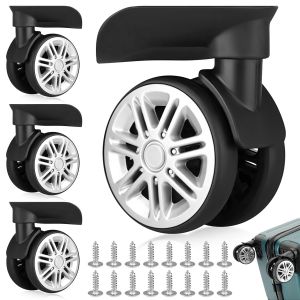 SUBZONAL-2 Paires Roue Valise Universelle, Roues Remplacement Bagages, Roulettes Pivotantes Double Rang&eacute;e 360 Degr&eacute;s, Roue Chariot Silencieuses Durable, Roulette Rechange R&eacute;paration pour Valises Voya - Neuf