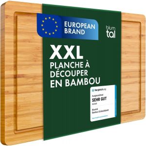 Mevronisshop-Planche A Decouper Bois Bambou - Planche &Agrave; D&eacute;couper Avec Rainure &Agrave; Jus - Accessoire Cuisine - Grande Taille (43,5x29,5cm) - Neuf
