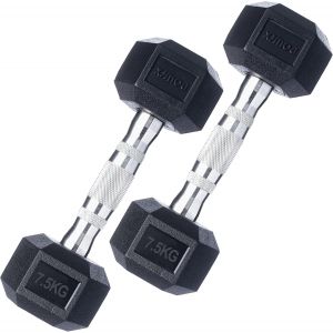 Lbgwp60-Haltères De Musculation Hexagonales En Fonte Barre Chromée Avec Enveloppe En Caoutchouc Résistant (Paire Haltere Poids 2kg À 30kg) | Fitness, Gymnastique Musculaire, À La Maison - Neuf