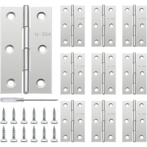 10 Charnières De Porte Pliables 66x42x1mm Charnière Piano En Acier Inoxydable Argenté Avec 60 Vis De 15x3mm, Charnière Pour Portes, Fenêtres Et Meubles - Neuf