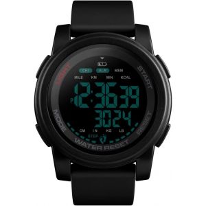 Homme Outdoor Sport Digital Podom&egrave;tre Montres 50m &Eacute;tanche Outdoor Led &Eacute;lectronique Calorie Temps Double Chronom&egrave;tre Calendrier Grand Plastique Militaires Montre Bracelet.[J1020] - Neuf