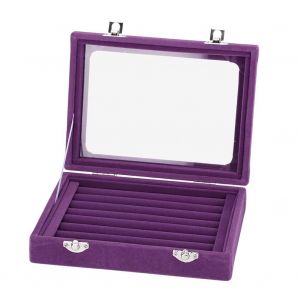 Composite Planche Peluche Bijoux Anneaux Bo&icirc;te De Rangement Vitrine Porte-Vitrine Organisateur Violet - Neuf