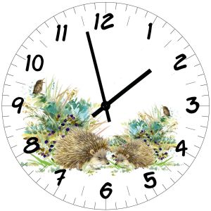 Horloge h&eacute;rissons en for&ecirc;t 29 cm - Neuf