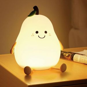 Veilleuse Enfant En Silicone En Forme De Poire, Rechargeable/Tactile/Avec Minuterie, Veilleuse Bébé Avec Lumière Douce Réglable, Lampe De Chevet Enfant Pour Un Sommeil Paisible La Nuit. - Neuf