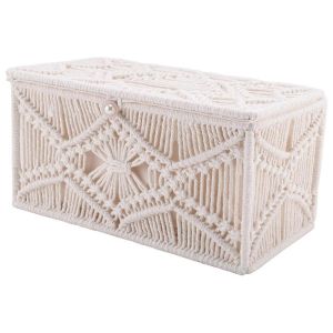 Couverture de boîte de mouchoirs Boho Decor Porte-mouchoirs en papier rectangulaire avec boucle de perle Mouchoirs en macramé - Neuf
