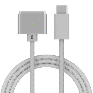 WQD-Câble de Charge USB-C vers Magnétique 3 2m 140W Cordon de Charge Sûr Rapide Portable ¿ Ordinateur Portable Accessoire pour MagSafe 3 Compatible avec MacBook Pro/Air ¿ Blanc - Neuf