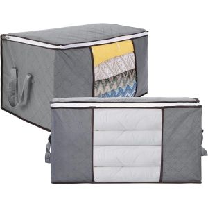 Jexnovashop-Sac De Rangement Pour Vetement, 2pcs 90l Sac De Rangement Pour Couette Pliables, Sous Lit Avec Poign&eacute;e Renforc&eacute;e Pour Literie Couvertures Oreillers Jouets Vestes, 60x44x35cm - Neuf