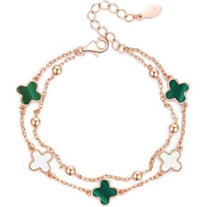 Eryi-Bracelet Pour Femme Trèfle À Quatre Feuilles Bracelets En Argent Sterling 925 Réglable Or Rose Bijoux En Acier Inoxydable Pour Fille Cadeau Pour L'anniversaire De Noël Saint Valentin - Neuf