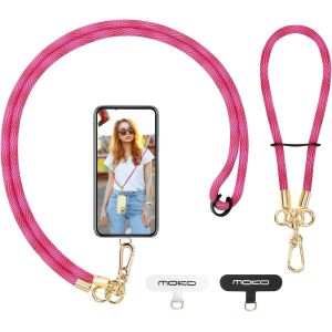 KAL-Lanière De Téléphone Réglable Avec Dragonne, Cordon Universel Pour Portable, Tour De Cou Smartphone Sangle Attache, Sangle Téléphone En Bandoulière X 1, Dragonne X 1,Patch Pour Lanière X 2,Magent - Neuf