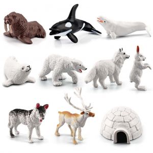 Lot De 10 Figurines D'animaux Realistes De La Foret, Jouet Pour Enfants, Figurine Miniature D'ours Polaire, Modele D'action, Jouet Educatif, Decoration De Bureau - Neuf