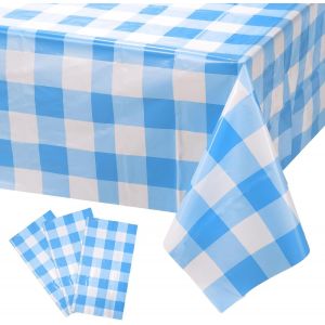 Chenquansarl-Nappe Vichy - 137 X 274 Cm - Imperméable Et Jetable - En Plastique - Facile À Nettoyer - Pour Anniversaire, Pique-Nique, Fête En Plein Air - Bleu - Taille Unique - Neuf