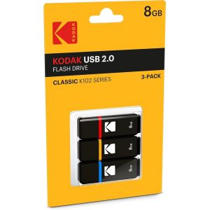 Lot de 3 Clés USB 8Go Classic K102 Series - Clef USB Compatibilité Universelle USB 2.0 - USB Key 54x12x6mm - Vitesse de Lecture 15MB/s Max - Vitesse d'Écriture 5MB/s Max - Noir et Rouge - Neuf