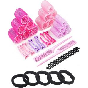 43 Piece Curling Set,3 Sizes Of Curlers,Sticky Curlers Self-Adhesive With Duckbill Clipper Clips,Long And Small Hair Curlers,Salon Barber - Neuf