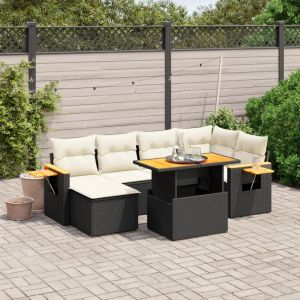 Prolenta Premium - Salon De Jardin 7 Pcs Avec Coussins Noir R&eacute;sine Tress&eacute;e - Neuf