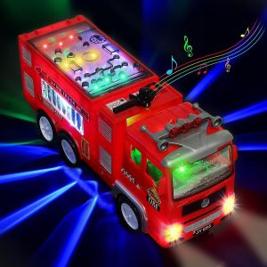 Fire Truck Toy 4d Lighted - Camion De Sauvetage De Camion De Pompiers &Eacute;lectrique Avec Lumi&egrave;res Et Sons, &Eacute;clairage &Eacute;ducatif &Agrave; Led - Neuf