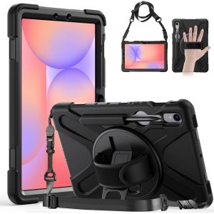 Coque Antichoc pour Samsung Galaxy Tab S10 FE 10.9/S10 Lite 2025/Tab S9 FE 2023/Tab S9/S8/S7 11"", ?tui Robuste avec Support Rotatif &iquest;&iquest; 360&iexcl;&atilde;, Dragonne et Bandouli&iquest;&iquest;re R&iquest;&iquest;glable, Porte-Stylet, Noir - Neuf
