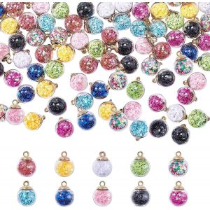 Ytseazn-30pcs 16mm Breloques Pendentif Boule De Verre Cristal Avec Strass Perle Brillante Étoiles Pour Faire Des Pendentifs Collier,Diy Artisanat - Neuf