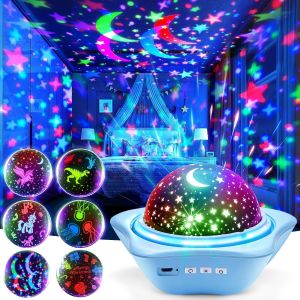 Eryi-Veilleuse Enfant, 6 Films Veilleuse Bébé, 15 Couleurs 90 Lumières Projecteur Ciel Etoile, Veilleuse Enfant Rechargeable, 360° Rotation Lampe De Projection Ciel Etoilé Lampe De Chevet Enfant - Neuf