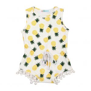 Body Sans Manches Pour Bebe, Combinaison Une Piece Avec Imprime Ananas (Jaune 100) - Neuf