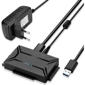 Adaptateur USB 3.0 vers IDE SATA - ZGEER - 2.5 3.5 HDD SSD - Noir - Transfert de données - Protection disque - Neuf