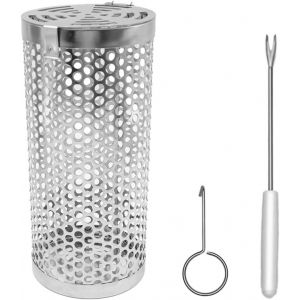 ASFASFq-Panier de Gril Rond en Acier Inoxydable 304, Panier à légumes, Filet de Barbecue pour Barbecue en Plein air, Camping, Poisson, crevettes, Viande, légumes, Frites - Neuf