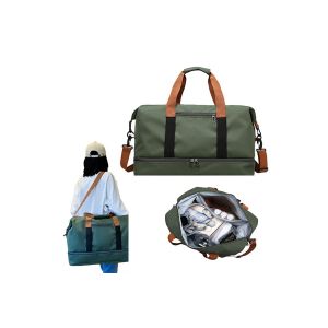 Sac de voyage avec compartiments s&eacute;par&eacute;s pour articles humides et secs - Vert - Neuf