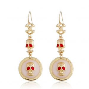 Boucles D'oreilles Amusantes En Alliage A La Mode Avec Strass, Longues Boucles D'oreilles, Bijoux Tete De Mort - Neuf