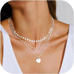 Kal-3pcs Collier Femme Or Collier Acier Inoxydable Femme Collier Pendentif En Argent Avec Croix Perles C?ur Chaîne Serpent Or Collier Ras De Cou Réglables Chaine Bijoux Avec Coffret Cadeau - Neuf