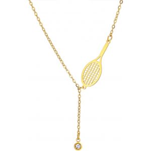 Kal-Collier De Raquette De Tennis Pour Femme En Acier Inoxydable Collier De Raquette De Tennis Avec Pendentif En Cristal Bijoux De Sport Pour Les Amants Des Joueurs - Neuf
