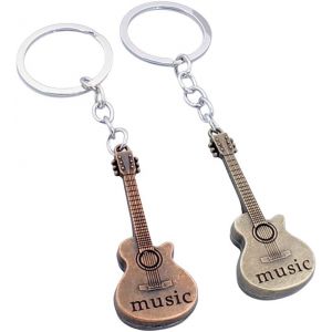 Kal-Dr&ocirc;les Guitare Porte-Cl&eacute;s,Dessin Anim&eacute; Pendentif Porte-Cl&eacute;s Mignon Guitare Pendentif 2 Pi&egrave;ces Personnalit&eacute; Tendance Porte-Cl&eacute;s Pour Sac &Agrave; Cl&eacute; Ornements Petit Souvenir Cadeau - Neuf