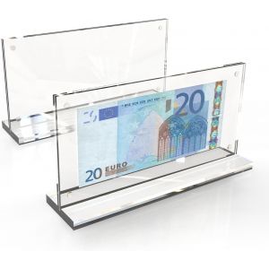 Fchhk-2 Pièces Cadre Photo En Acrylique Transparent Présentoir De Billets De Banque Protection Des Billet De Banque Protecteur De Collection De Papier 10x20 Cm - Neuf