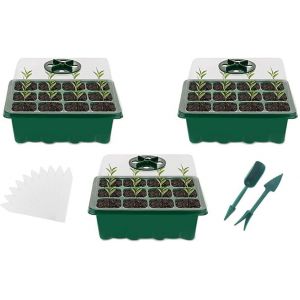ASFASFq-Mini Serre pour Plantes,3 Pièces 36 Cellules Intérieure Plateau Semis,Plateaux de Culture avec Couvercle, Bac à semis Pépinière Boîte de Culture Durables pour La Germination des Graines - Neuf