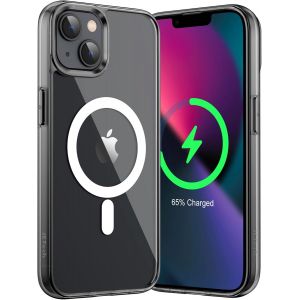 ERYI-Coque Magnétique Pour Iphone 13 6,1 Pouces Compatible Avec Magsafe Recharge Sans Fil, Étui Housse De Téléphone Antichoc, Dos Transparente Anti-Rayures (Noir) - Neuf