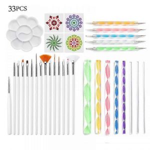 Kit D'outils De Pointage Mandala De 33 Pi&egrave;ces Pour Peindre Des Pierres,Pochoirs De Mandala,Tige Acrylique,Outils De Forage De Pointage,Plus Pochoir - Neuf