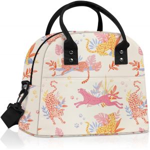 KALANKA-Sac Isotherme Repas Femm Fleur Sac Gamelle Travail Portable mit Bandouliere pour Pique Nique,L&eacute;opard - Neuf
