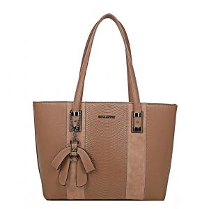 Sac Cabas pour Femme Effet Python avec N?ud Breloque Décoratif Gallantry Rose - Neuf