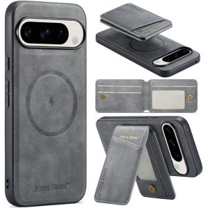 Trahoo-Étui De Protection À Rabat Magnétique Pour Google Pixel 7 Pro, Avec Compartiment Pour Cartes, Portefeuille Magnétique Pour Cartes De Crédit, En Cuir, Anti-Chocs, Gris - Neuf