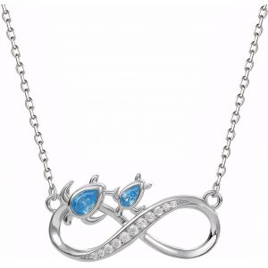 Collier Infinity Pour Femme, Collier Infini Femme, Collier Infini En Argent 925, Avec Tortue De Mer Bleue Zirconiumet Et Cha&icirc;ne R&eacute;glable |40cm+5|, Bijoux Cadeau Pour Femmes Fille, Avec Bo&icirc;te Cadeau - Neuf