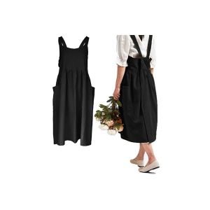 Tablier Crois&eacute; En Coton Et Lin Avec Poches Pour Femmes - Neuf